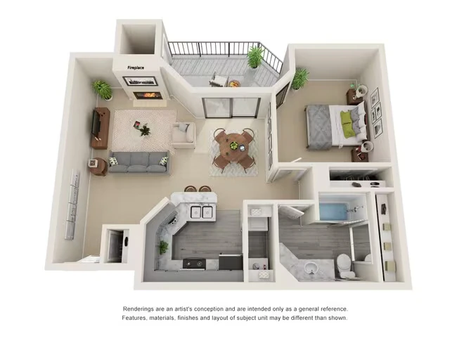 1 Bed • 1 Bath W1801 floor plan